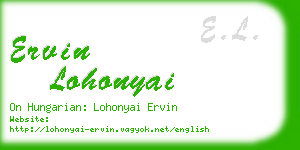 ervin lohonyai business card